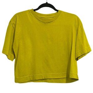 Everlane Boxy Cropped T-Shirt | Chartreuse Green | Size Small